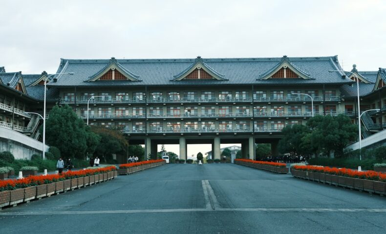 A large building with a wide entryway.